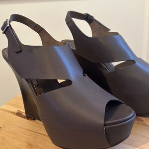 NIB Marni Sandals EU 39 Coffee Brown Leather 4.75" Wedge Heel 1.5" Platform $605